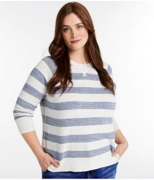 Women's Organic Cotton Slub Sweater, Crewneck Stripe