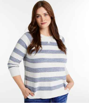 Women's Organic Cotton Slub Sweater, Crewneck Stripe