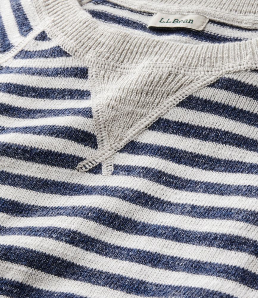 Women's Organic Cotton Slub Sweater, Crewneck Stripe, Light Khaki/Light Heather Grey, small image number 4