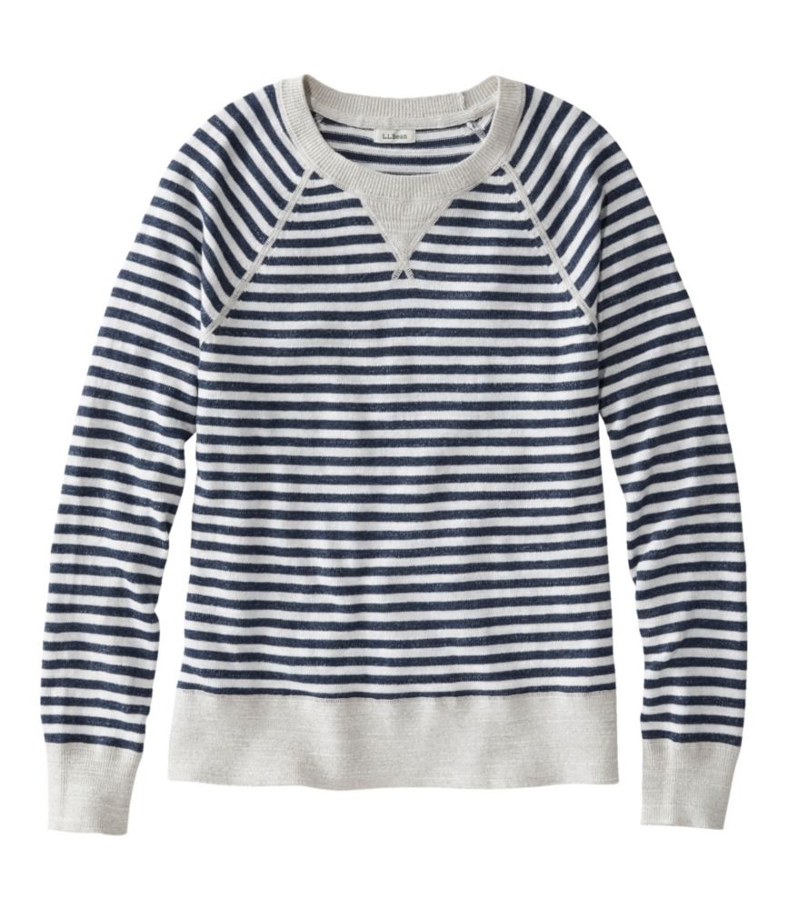 Women's Organic Cotton Slub Sweater, Crewneck Stripe