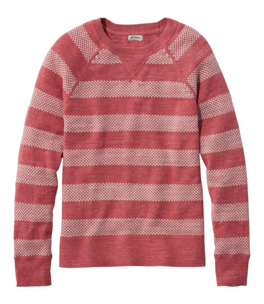 Women's Organic Cotton Slub Sweater, Crewneck Stripe