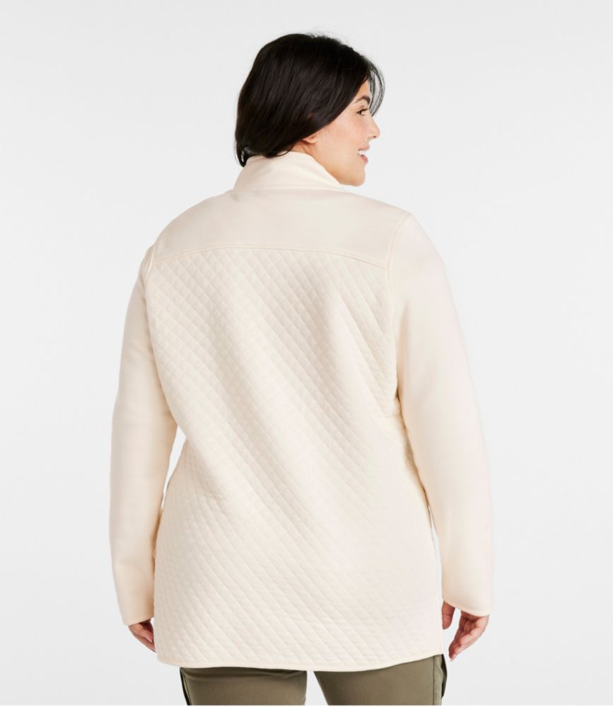 Women's Quilted Sweatshirt, Mockneck Tunic, Cream, small image number 3