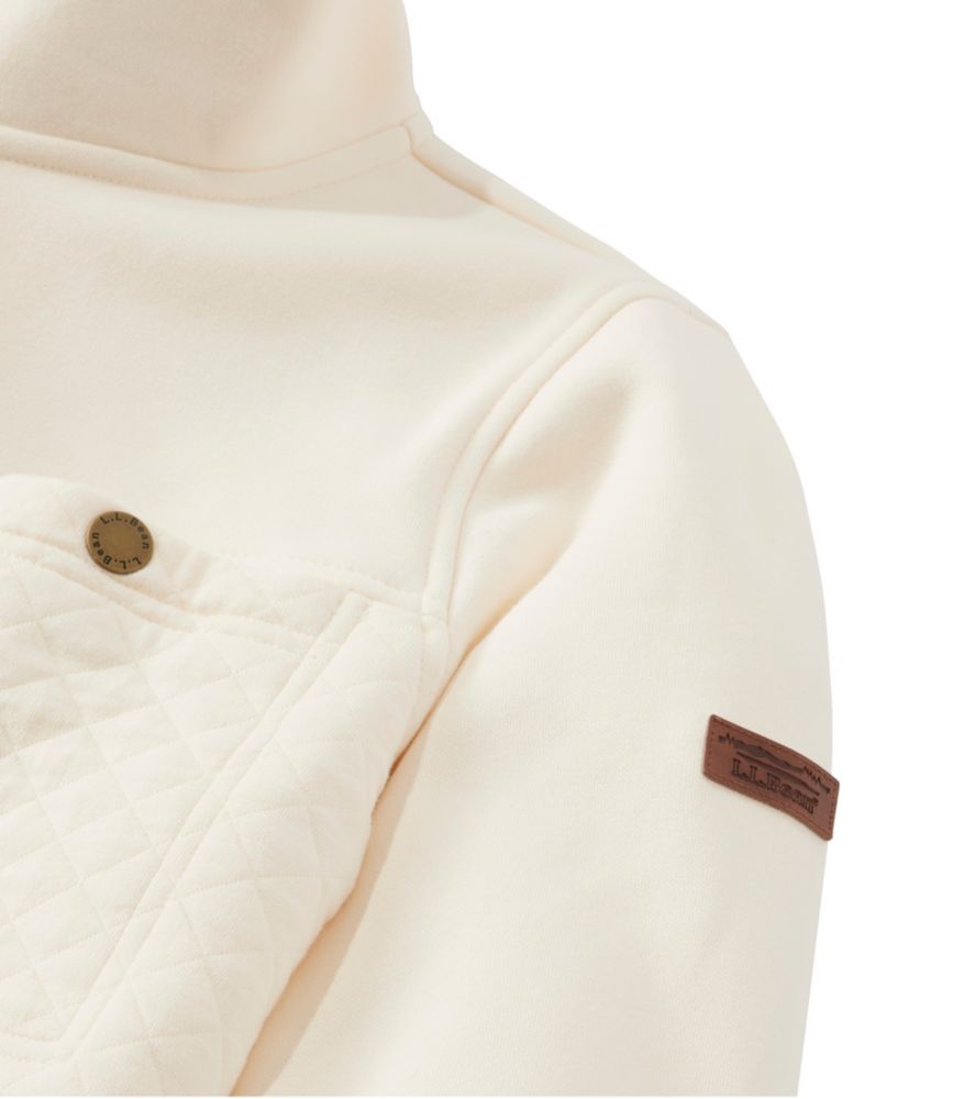 Women's Quilted Sweatshirt, Mockneck Tunic, Cream, small image number 5