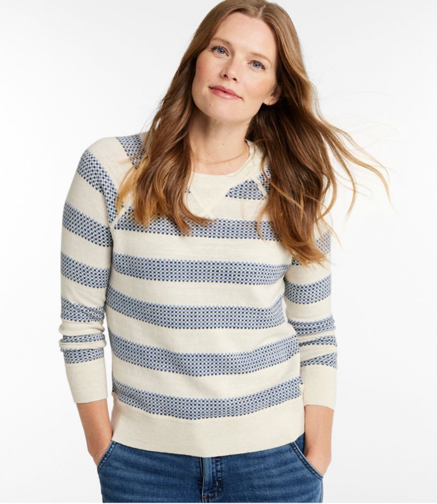 Women's Organic Cotton Slub Sweater, Crewneck Stripe