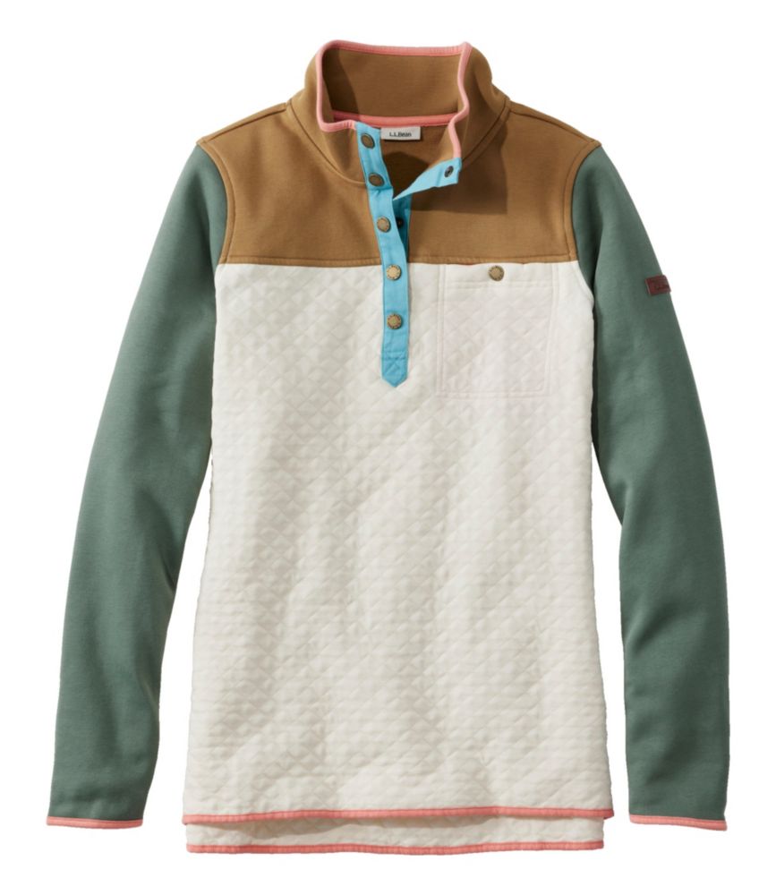 Women's Quilted Sweatshirt, Mockneck Tunic Colorblock
