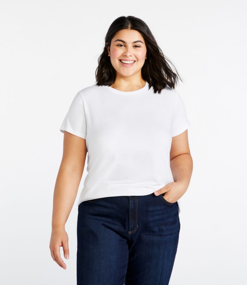 Women's Soft Stretch Supima-Blend Tee, Crewneck Short-Sleeve It does not stand up on it's own, with or without clothing in it