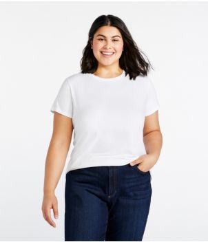 Women's Soft Stretch Supima-Blend Tee, Crewneck Short-Sleeve