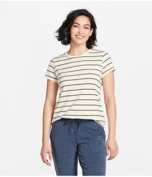 Women's Soft Stretch Supima Tee, Crewneck Short-Sleeve Striped