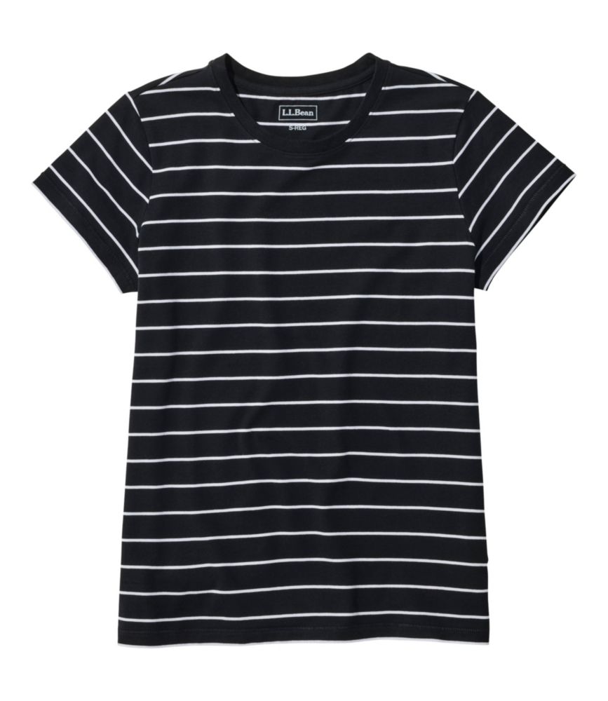 Women's Soft Stretch Supima-Blend Tee, Crewneck Short-Sleeve Striped