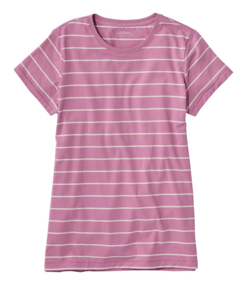 Women's Soft Stretch Supima-Blend Tee, Crewneck Short-Sleeve Striped