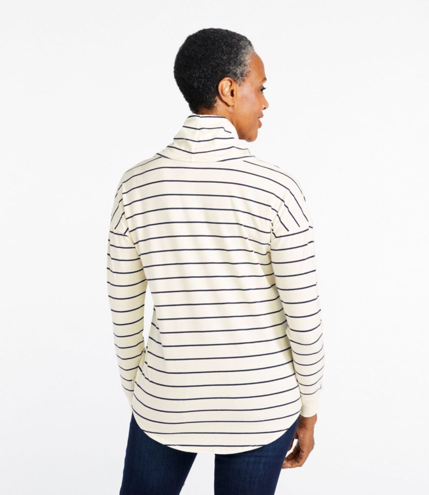 Women's Soft Stretch Supima Tee, Cowlneck Long-Sleeve Stripe, , small image number 2