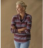 Women's Soft Stretch Supima Tee, Cowlneck Long-Sleeve Stripe