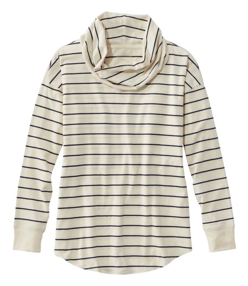 Women's Soft Stretch Supima Tee, Cowlneck Long-Sleeve Stripe, , small image number 3