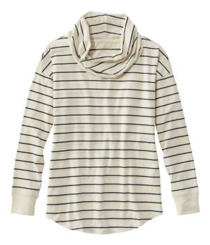 Women's Soft Stretch Supima Tee, Cowlneck Long-Sleeve Stripe