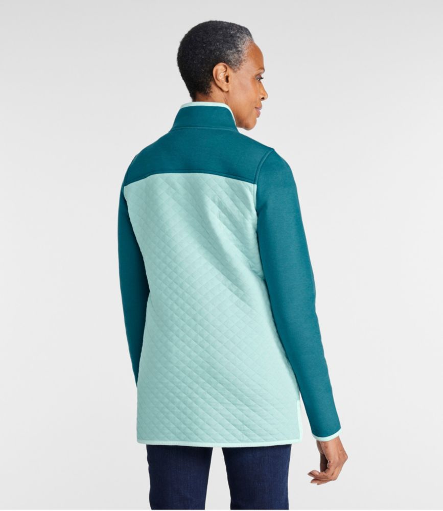 Women's Quilted Sweatshirt, Mockneck Tunic Colorblock, Deep Turquoise/Pale Turquoise, small image number 3