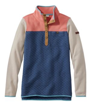 Women's Quilted Sweatshirt, Mockneck Tunic Colorblock