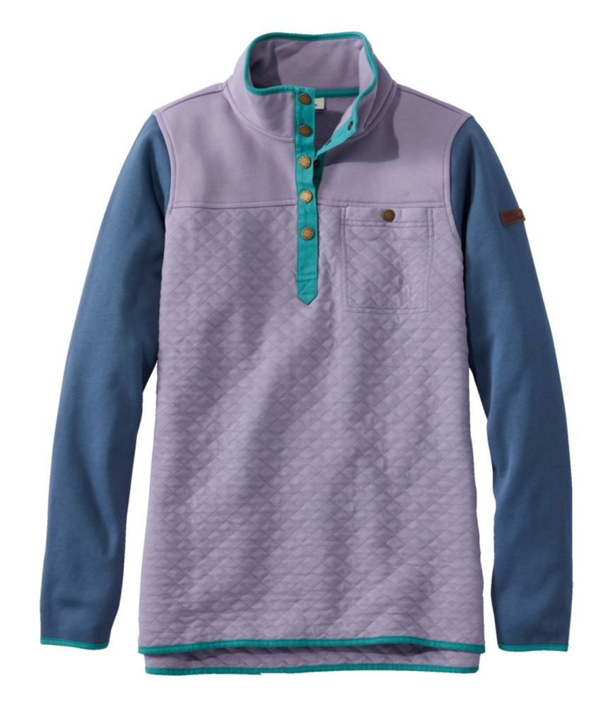 Women's Quilted Sweatshirt, Mockneck Tunic Colorblock, Gray Lavender/Vintage Indigo, small image number 1