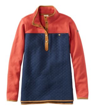 Women's Quilted Sweatshirt, Mockneck Tunic Colorblock