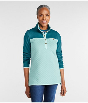 Women's Quilted Sweatshirt, Mockneck Tunic Colorblock