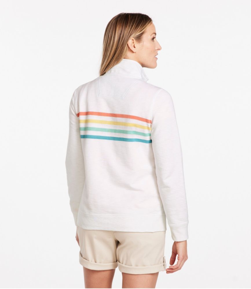 Women's Organic Cotton Sweatshirt, Quarter-Zip Pullover Stripe, , small image number 5
