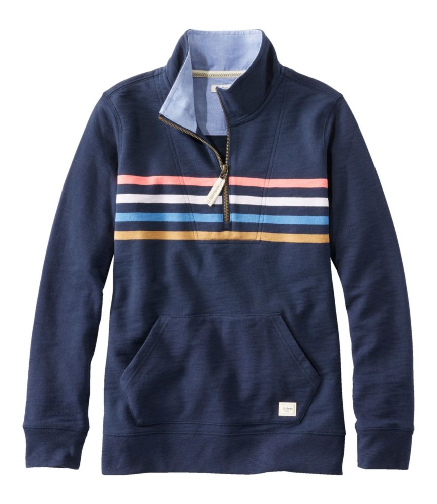 Women's Organic Cotton Sweatshirt, Quarter-Zip Pullover Stripe, , small image number 6