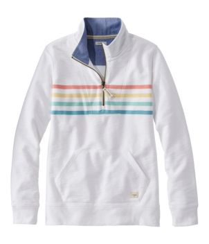 Women's Organic Cotton Sweatshirt, Quarter-Zip Pullover Stripe