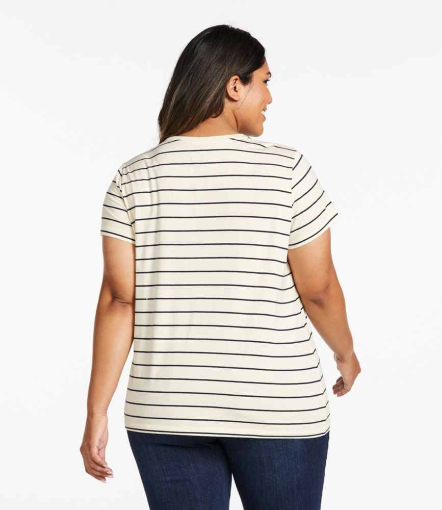 Women's Soft Stretch Supima Tee, Crewneck Short-Sleeve Striped, Sailcloth/Classic Navy, small image number 3