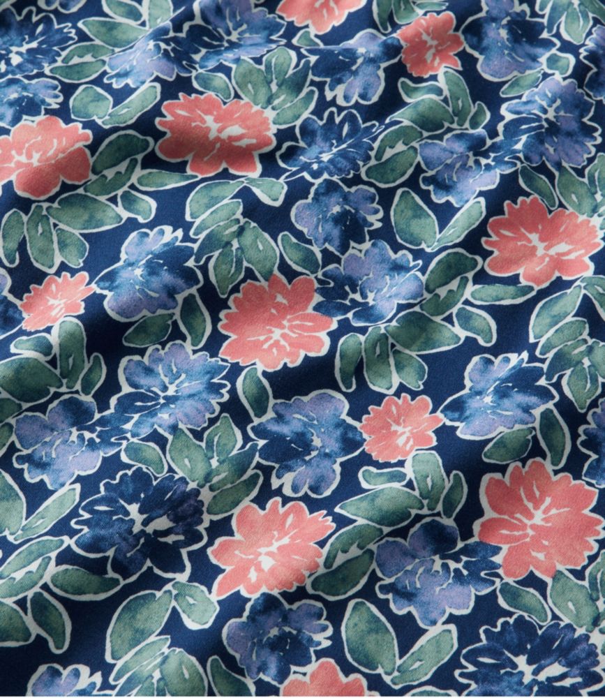Women's Supima Nightgown, V-Neck Three-Quarter-Sleeve, Print, Mariner Blue Floral, small image number 4