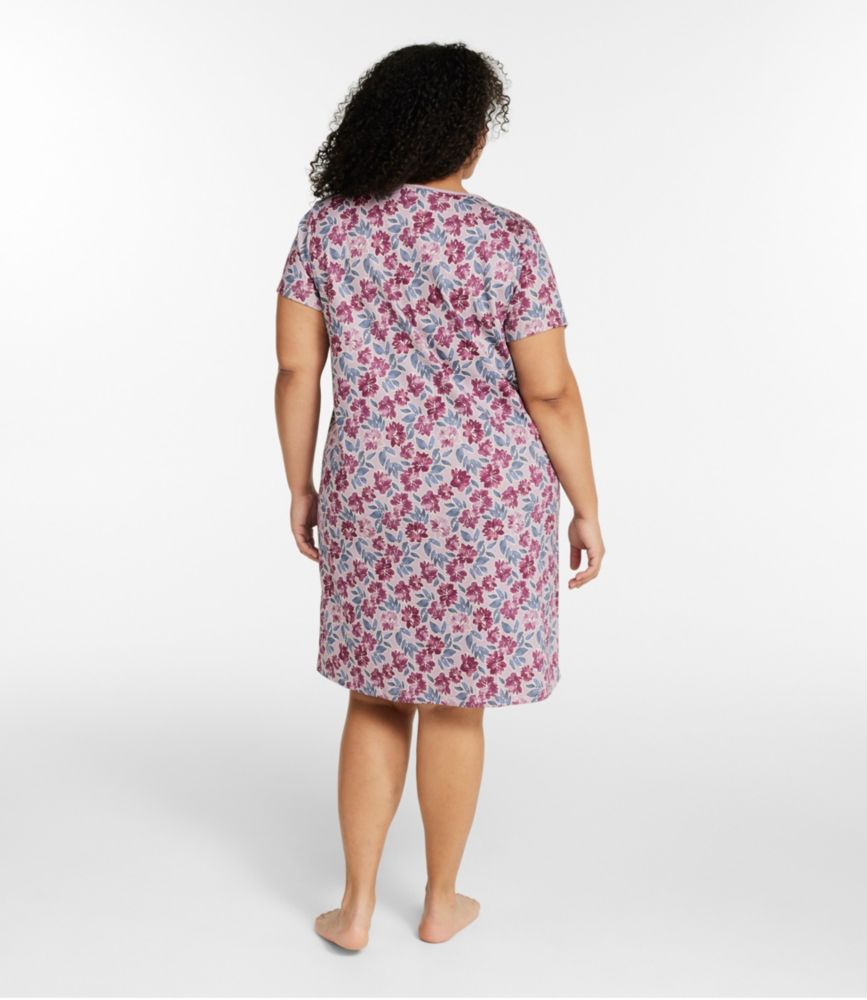 Women's Supima Nightgown, Short-Sleeve Floral, Bramble Berry Floral, small image number 3