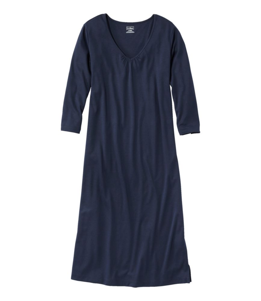 Women's Supima Cotton Nightgown, V-Neck Three-Quarter-Sleeve