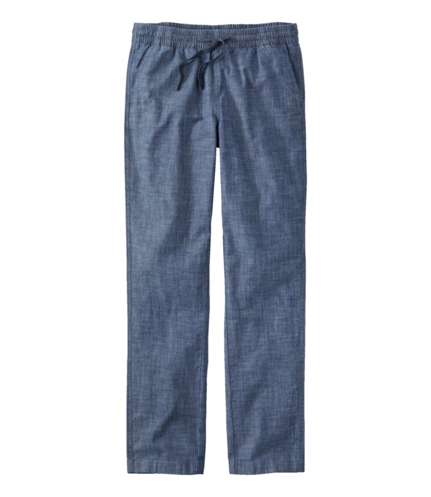 Women's Lakewashed Pull-On Chinos, Mid-Rise Chambray Ankle Pants