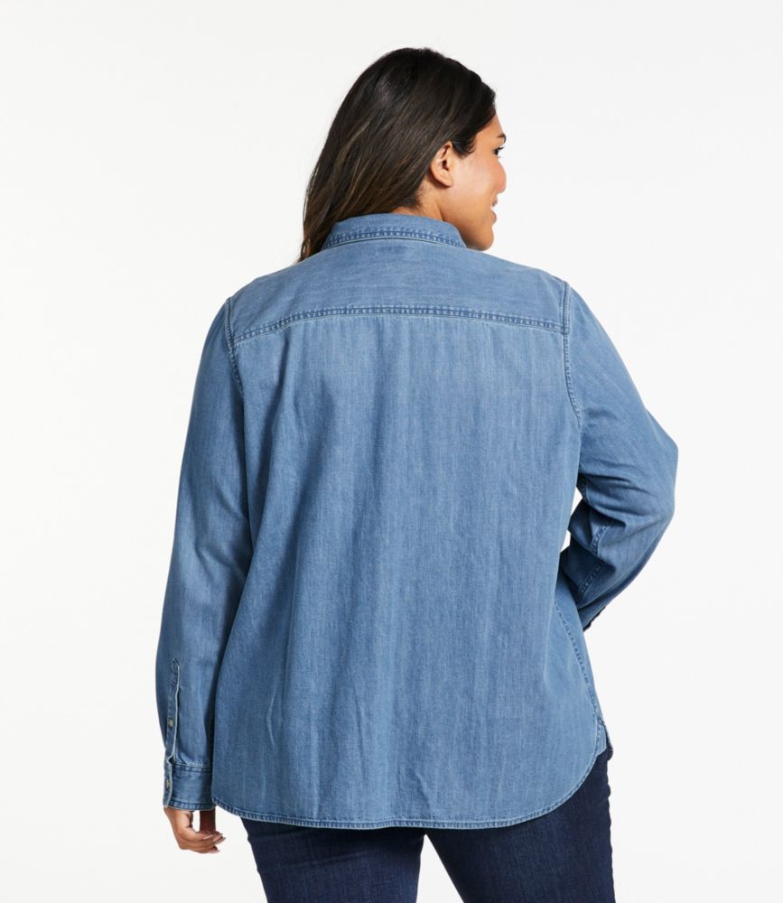 Women's L.L. Bean Heritage Washed Denim Shirt, Long-Sleeve, Medium Indigo, small image number 3