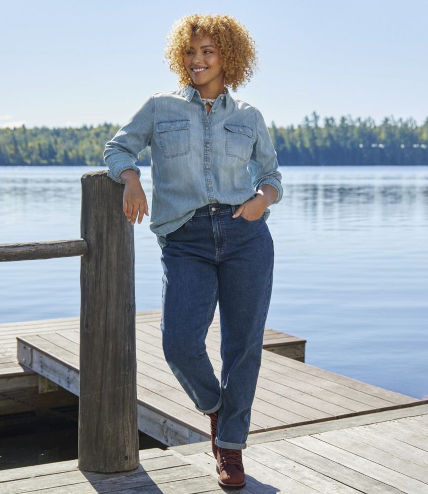 Women's L.L. Bean Heritage Washed Denim Shirt, Long-Sleeve, Light Indigo, small image number 5