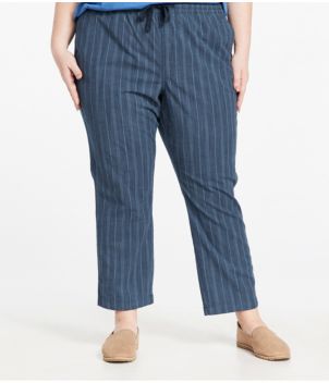 Women's Lakewashed Pull-On Chinos, Mid-Rise Tapered-Leg Chambray Ankle Pants