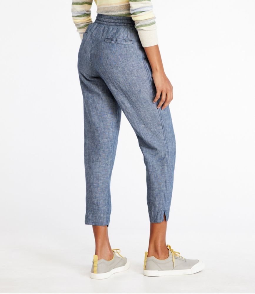 Women's Premium Linen Pull-On Ankle Pants, Mid-Rise Tapered-Leg, Oatmeal, small image number 3