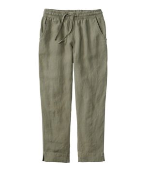 Women's Premium Linen Pull-On Ankle Pants, Mid-Rise Tapered-Leg