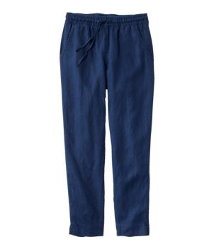 Women's Premium Linen Breezy Pull-On Ankle Pants, Mid-Rise Tapered-Leg