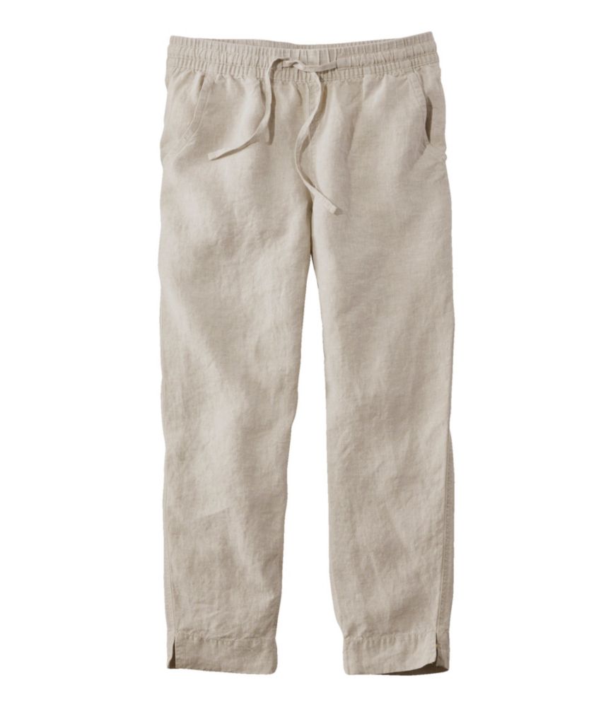 Women's Premium Linen Pull-On Ankle Pants, Mid-Rise Tapered-Leg, Oatmeal, small image number 1