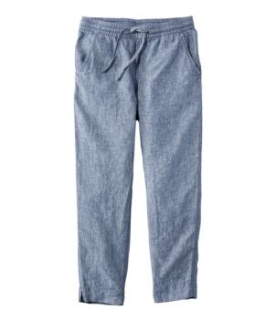 Women's Premium Linen Breezy Pull-On Ankle Pants, Mid-Rise Tapered-Leg