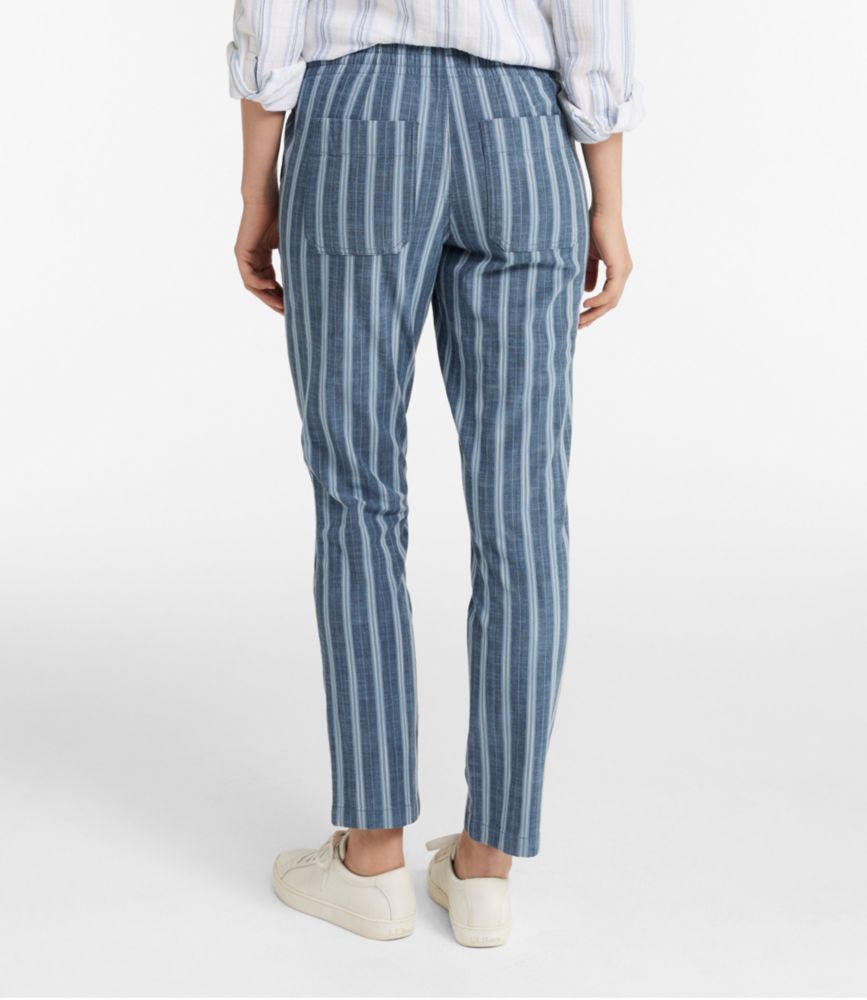 Women's Lakewashed Pull-On Chinos, Mid-Rise Tapered-Leg Chambray Ankle Pants, Dark Indigo Stripe, small image number 3