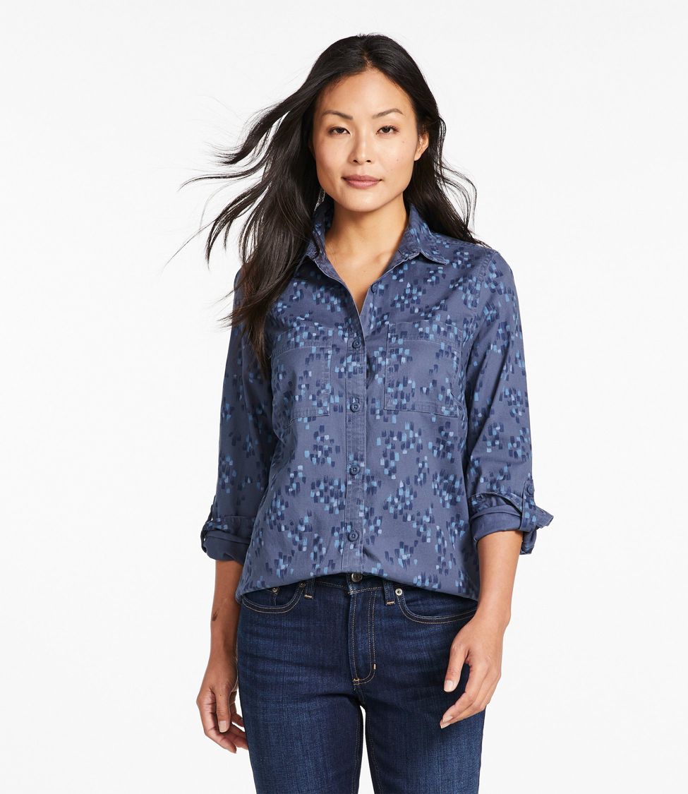 Women's Comfort Cotton/TENCEL Shirt, Long-Sleeve Print