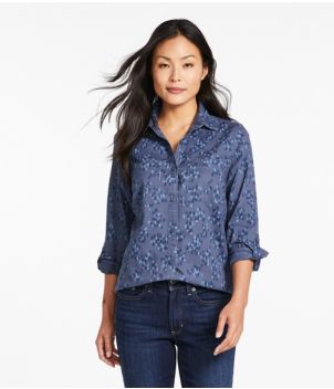 Women's Comfort Cotton Tencel Shirt Long Sleeve Print