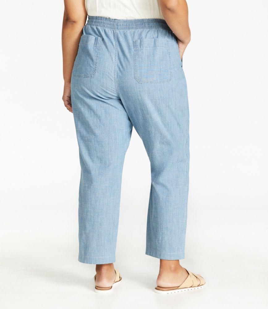 Women's Lakewashed Pull-On Chinos, Mid-Rise Chambray Ankle Pants, Chambray, small image number 3