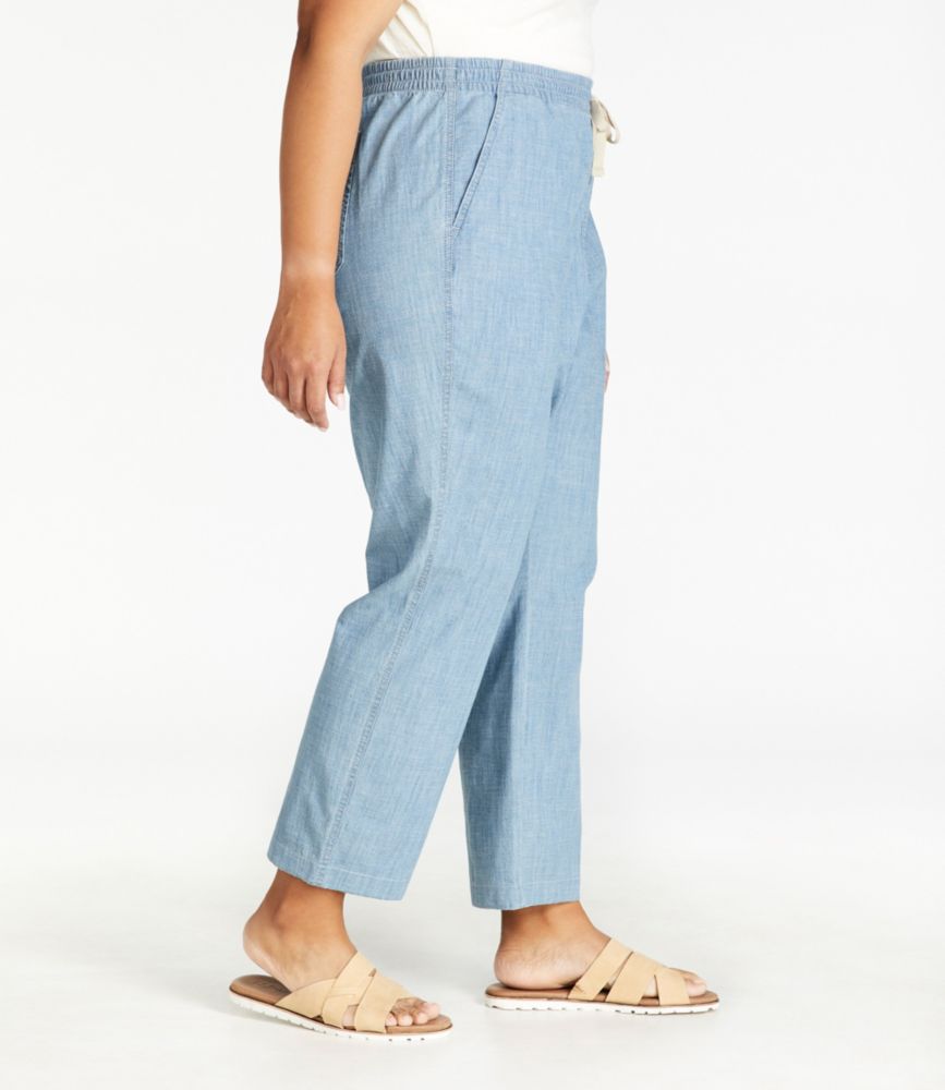 Women's Lakewashed Pull-On Chinos, Mid-Rise Chambray Ankle Pants, Chambray, small image number 4