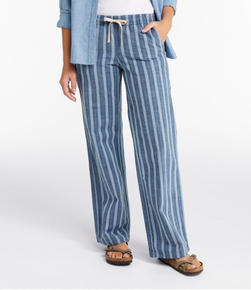 Women's Lakewashed Pull-On Chinos, Mid-Rise Wide-Leg Stripe Chambray, Bayside Blue Stripe, small image number 2