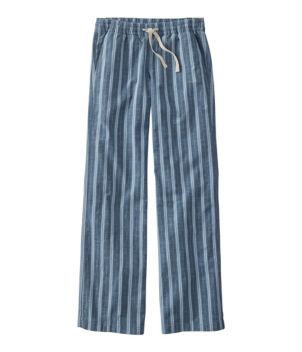 Women's Lakewashed Pull-On Chinos, Mid-Rise Wide-Leg Stripe Chambray