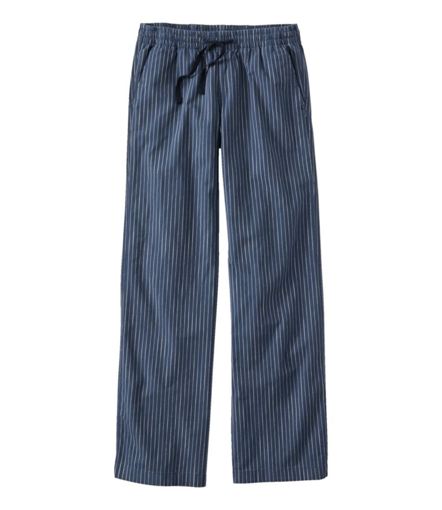 Women's Lakewashed Pull-On Chinos, Mid-Rise Wide-Leg Stripe Chambray, Dark Indigo Stripe, small image number 1