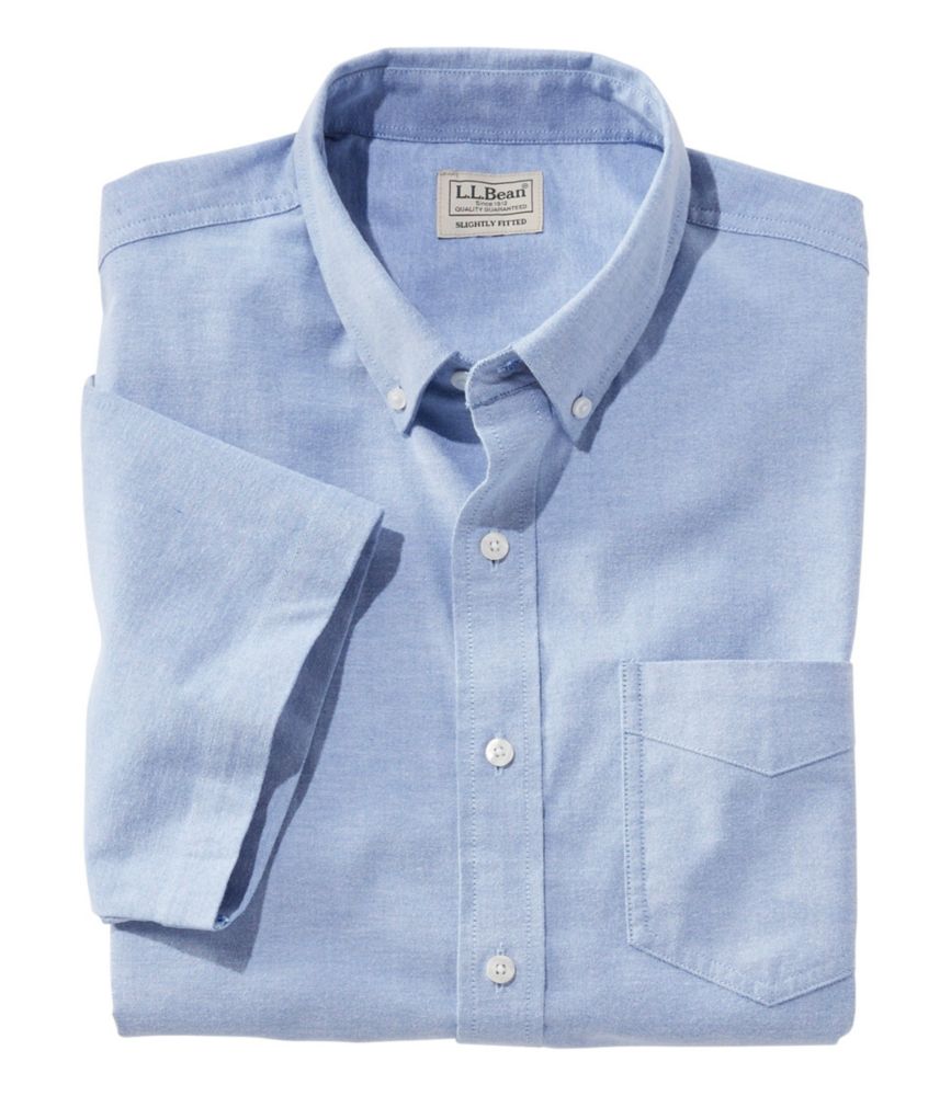 Men's Comfort Stretch® Oxford Shirt, Slightly Fitted Untucked Fit, Short-Sleeve