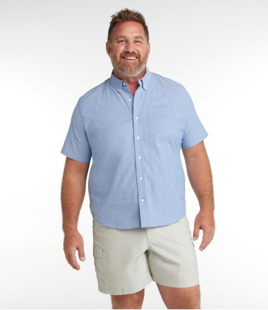 Men's Comfort Stretch® Oxford Shirt, Slightly Fitted Untucked Fit, Short-Sleeve