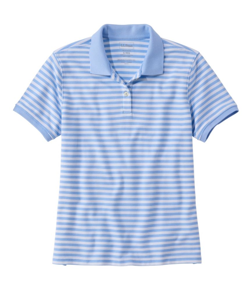 Women's Premium Double L Polo, Short-Sleeve Relaxed Fit Stripe